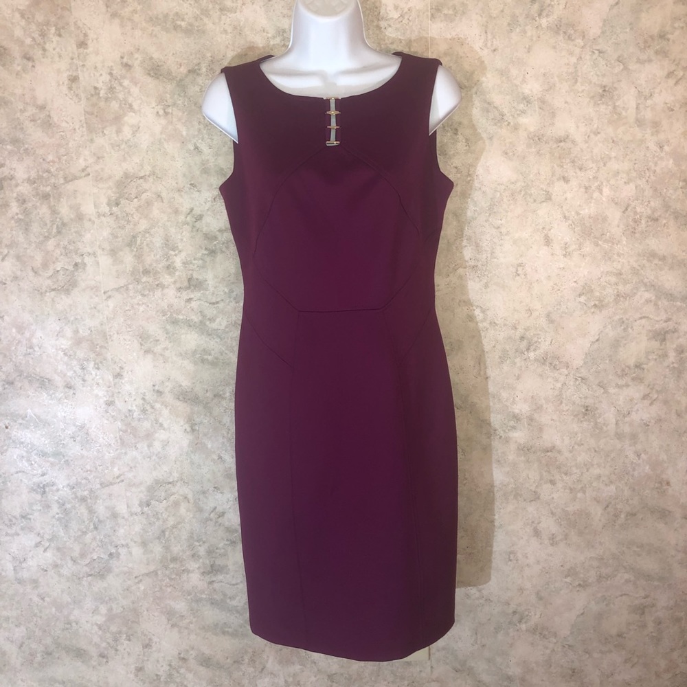 Ivanka Trump Gold-Bared Neckline Sleeveless Dress